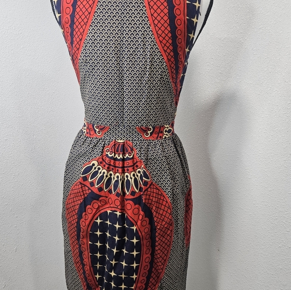 Burlapp  Wrap Bodice Banded Waist Dress Stunning Chic Mod Designer Small - Picture 2 of 9